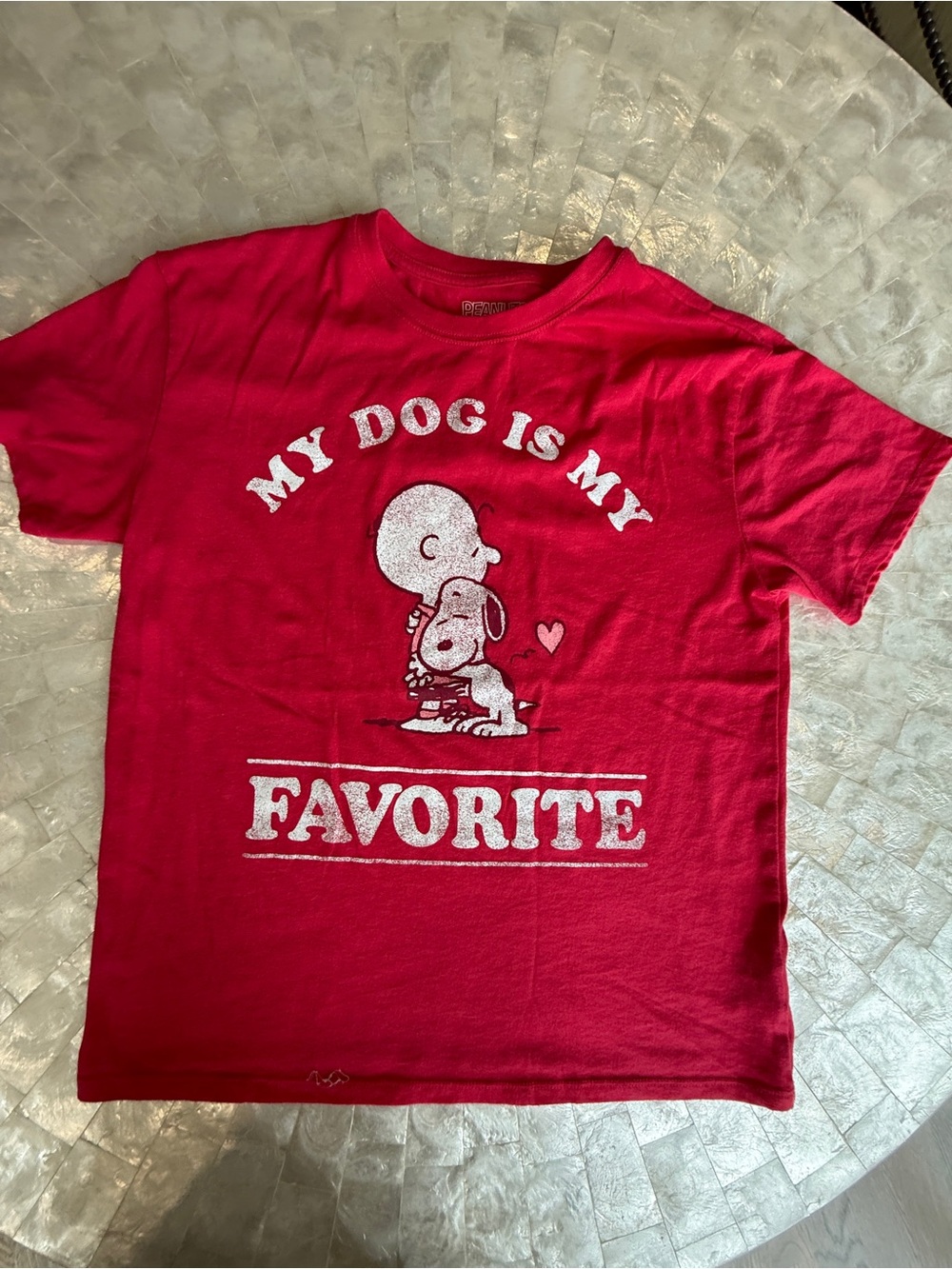 Peanuts Red "My Dog Is My Favorite" Graphic Tee Medium